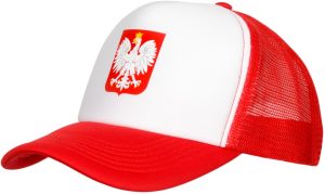 Czapki z siatką biało-czerwone